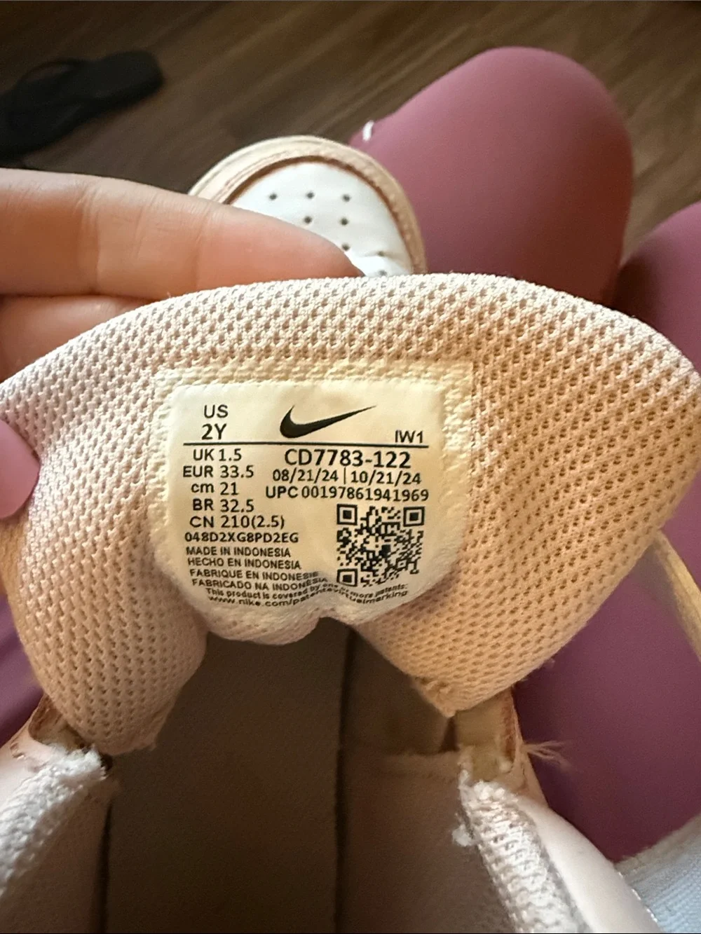 Nike Kids High-Top Sneakers in Light Pink and White